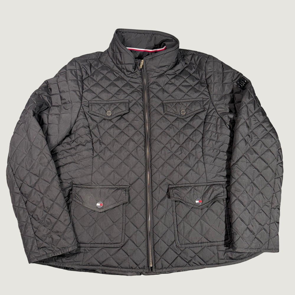 Tommy Hilfiger Quilted Field Jacket Mens XL Black Classic Barn Coat